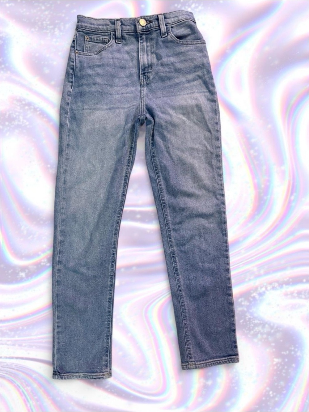 BDG Girlfriend Straight Leg Jeans — Medium Blue Wash